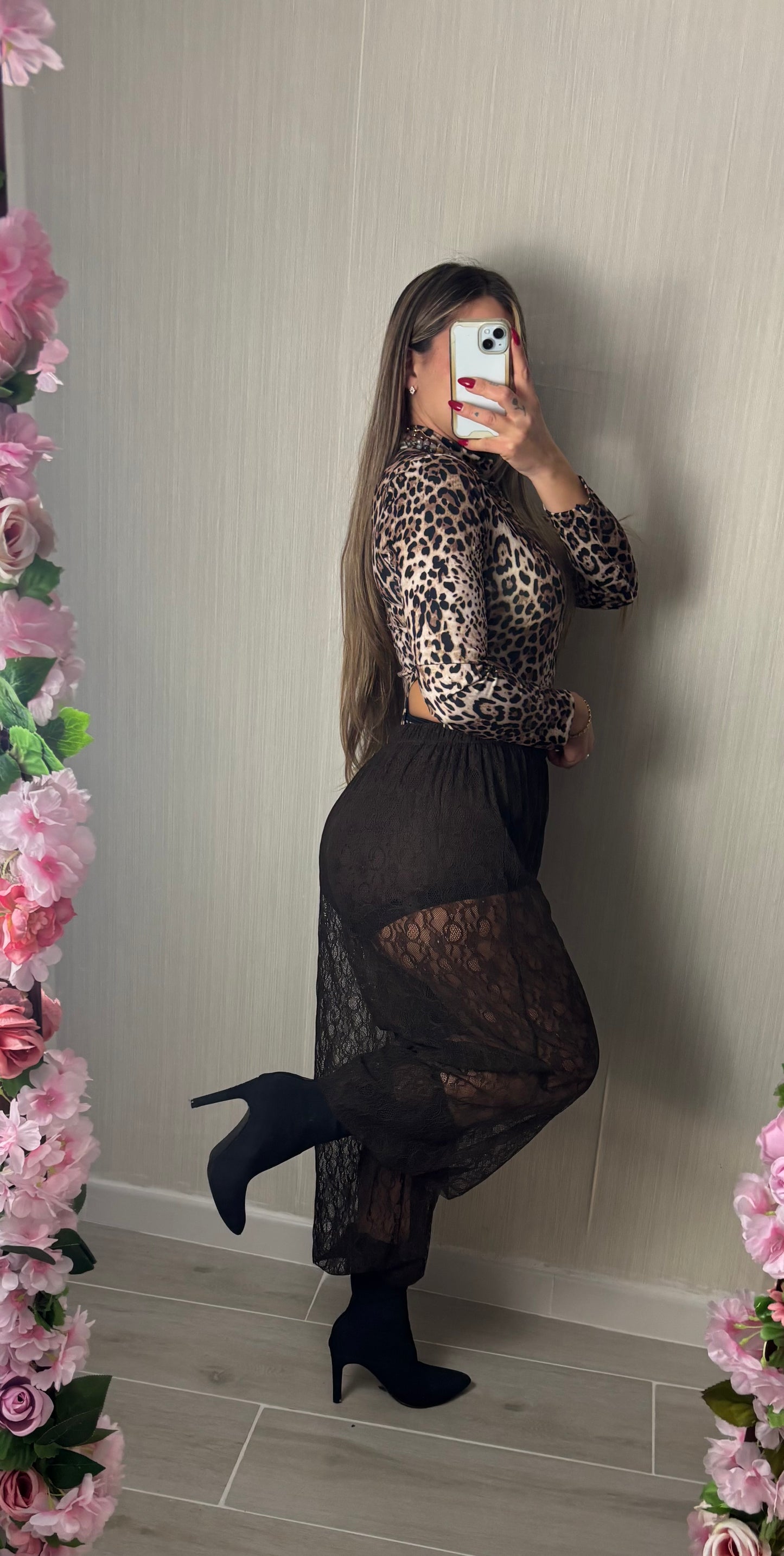 Pantalón encaje chocolate