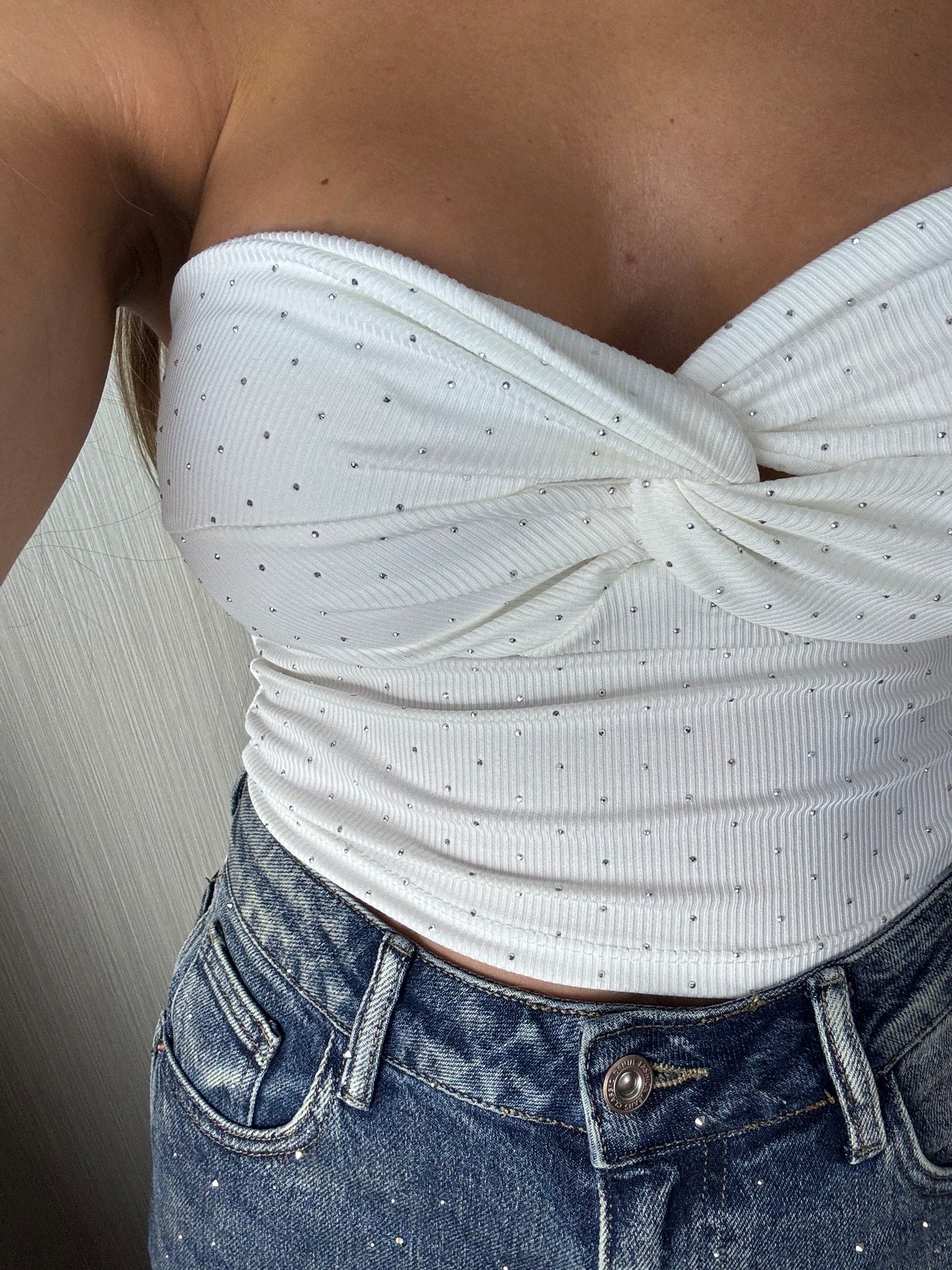 Top brillitos blanco