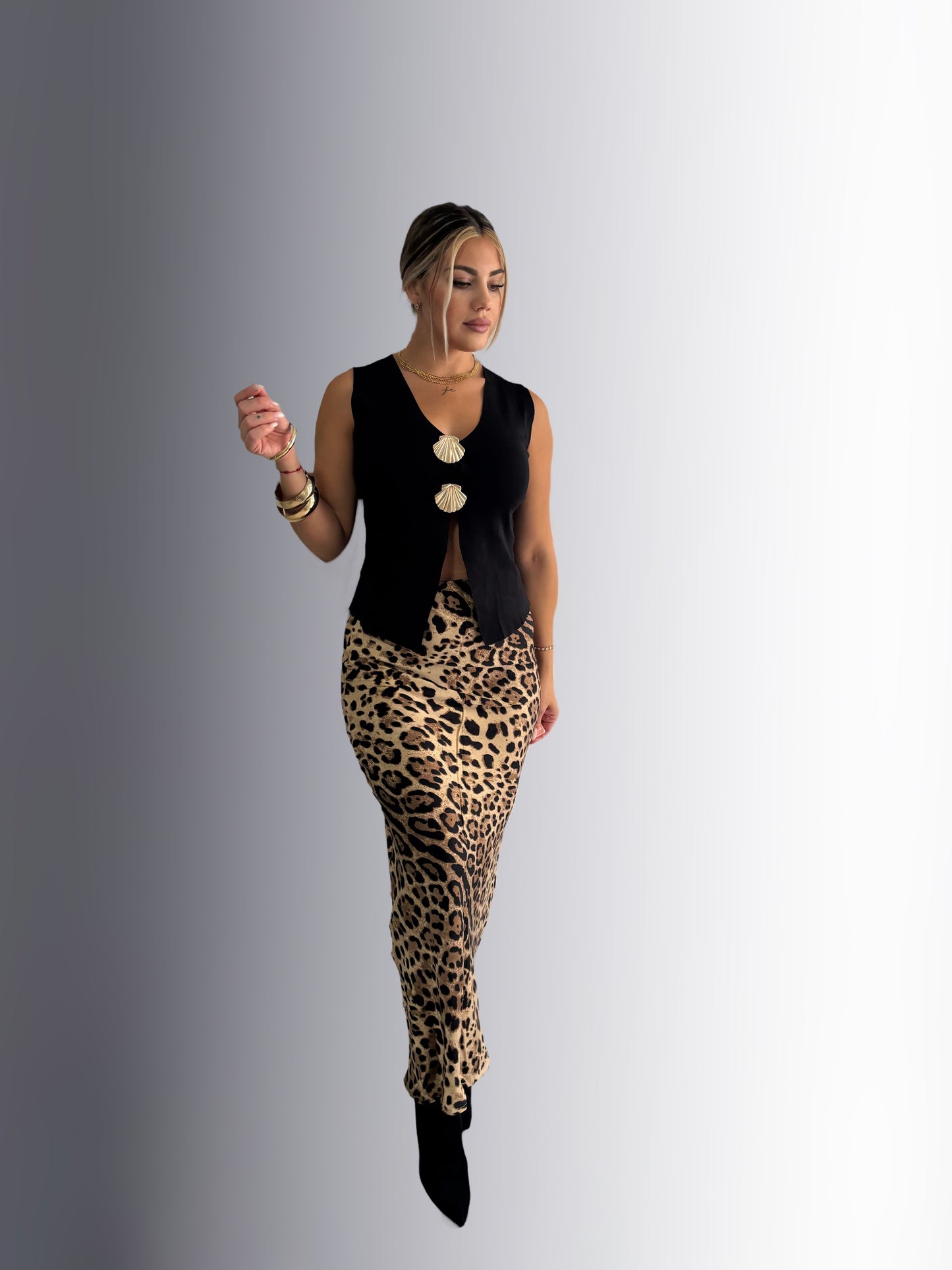 Falda satín animal print