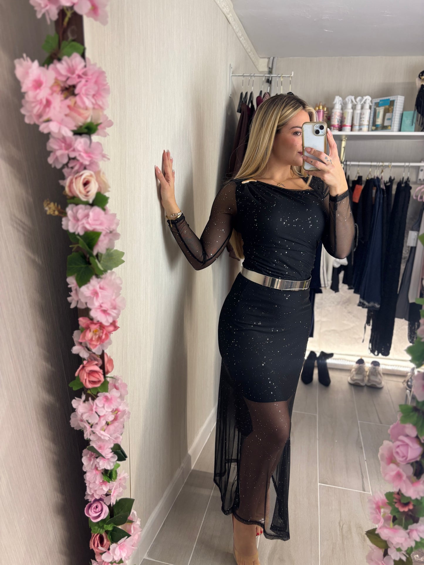 Falda destello negra