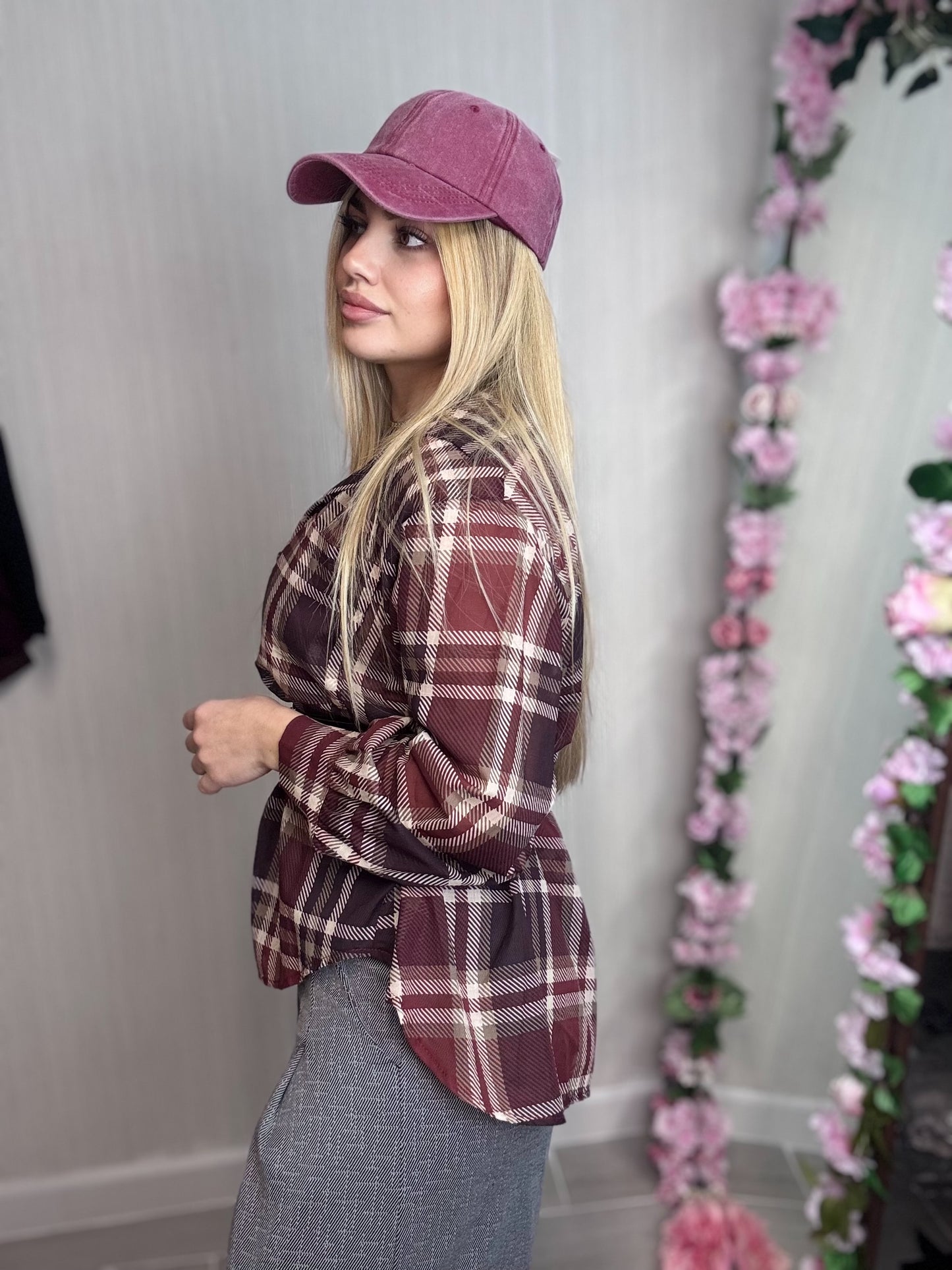 Camisa cuadros Burdeos