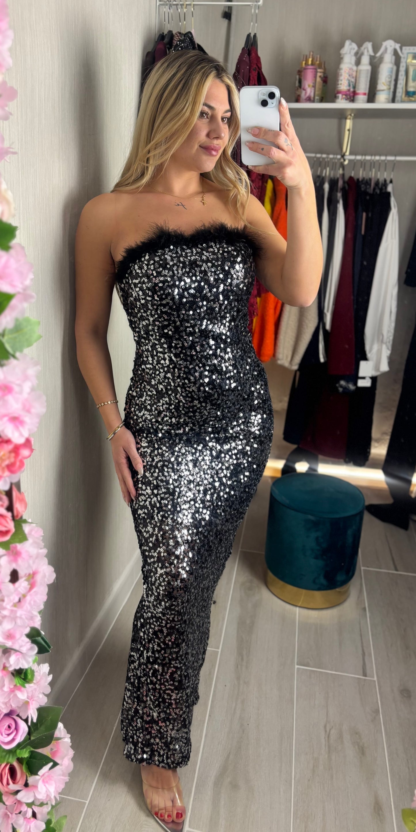 Vestido lentejuelas plata