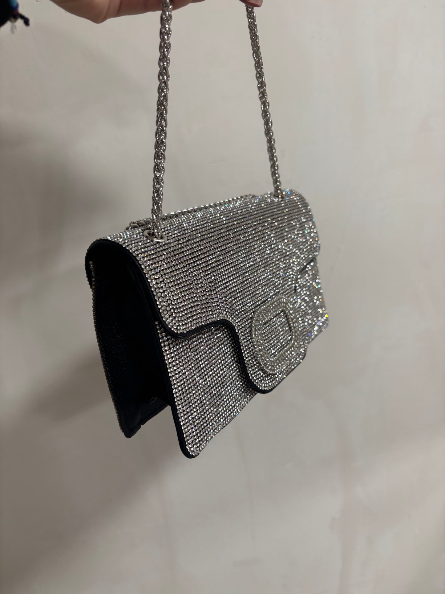 Bolso brillo plata
