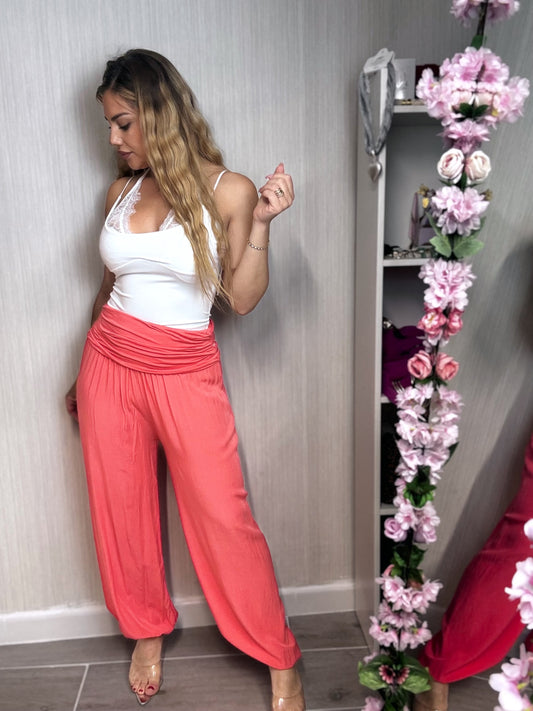 Pantalón fluido coral