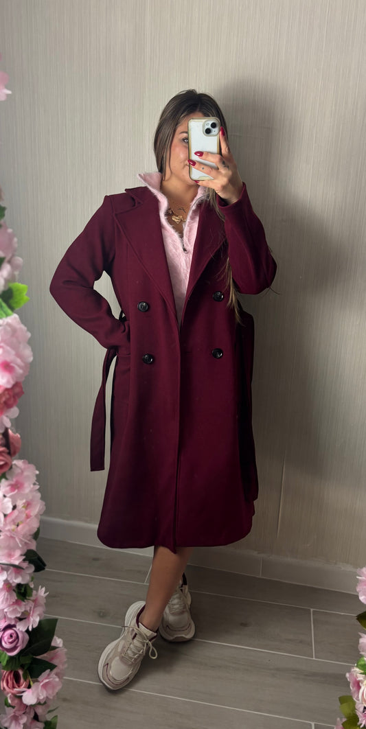 Abrigo paño burdeos