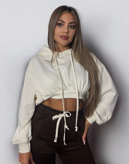 Sudadera crop blanca