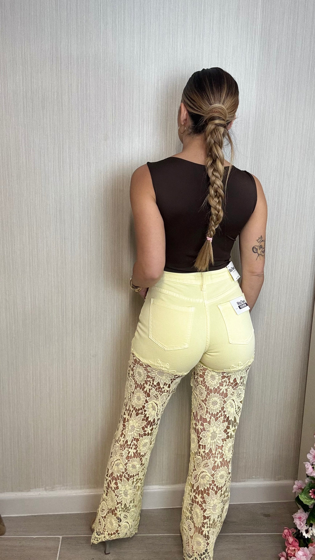 Pantalón encaje limón