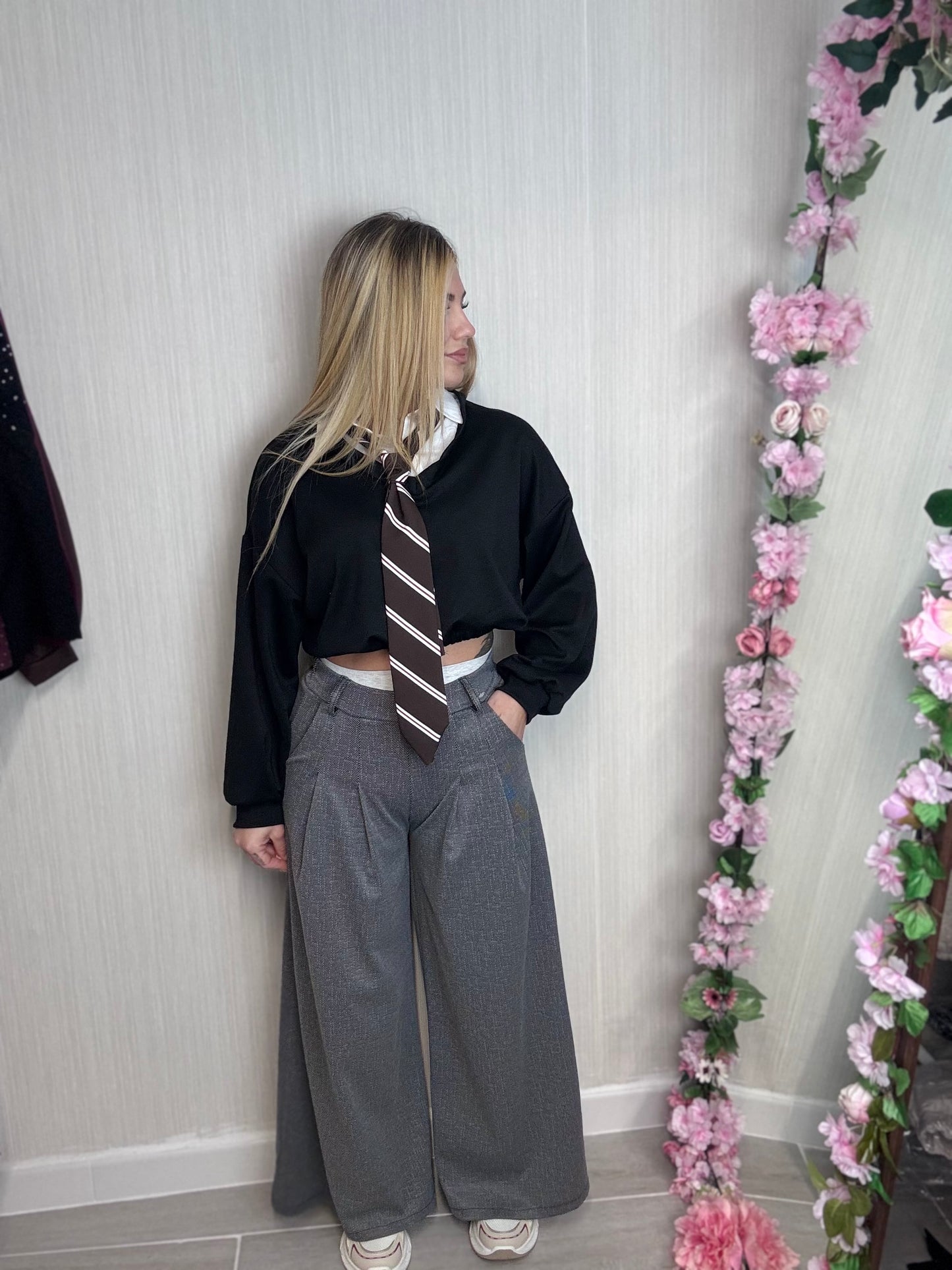 Pantalón palazzo gris