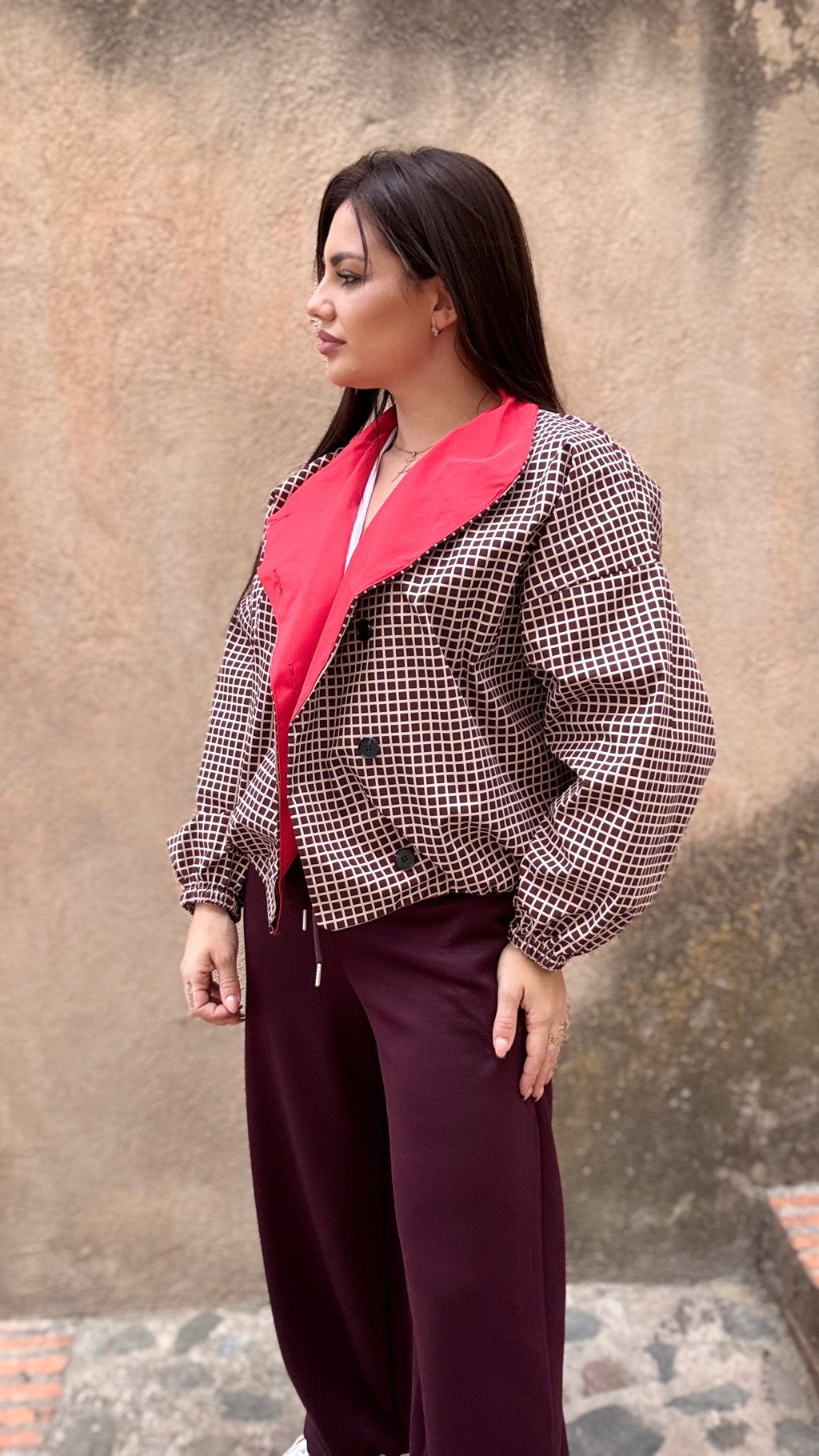 Gabardina Vichy Burdeos