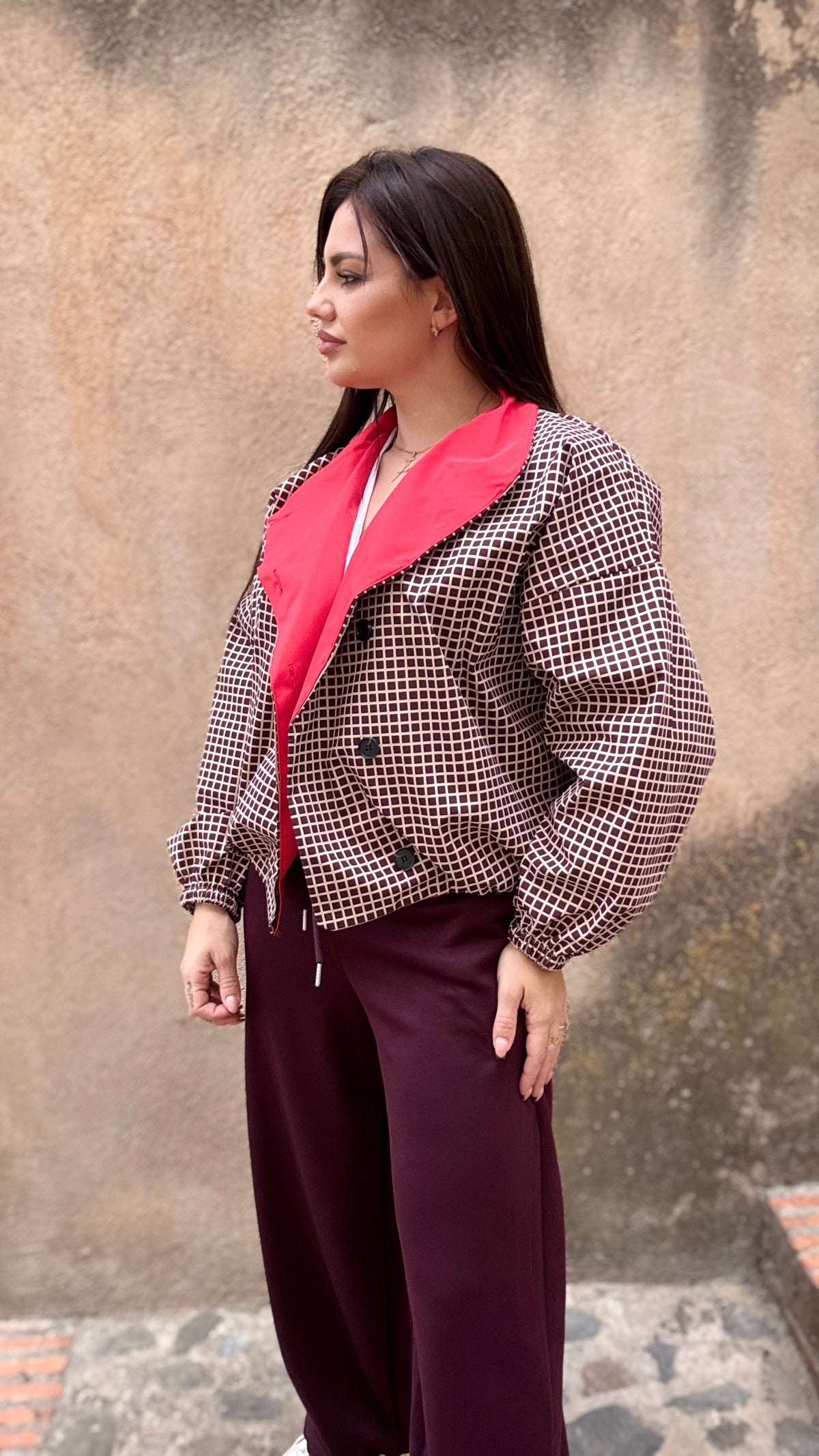 Gabardina Vichy Burdeos