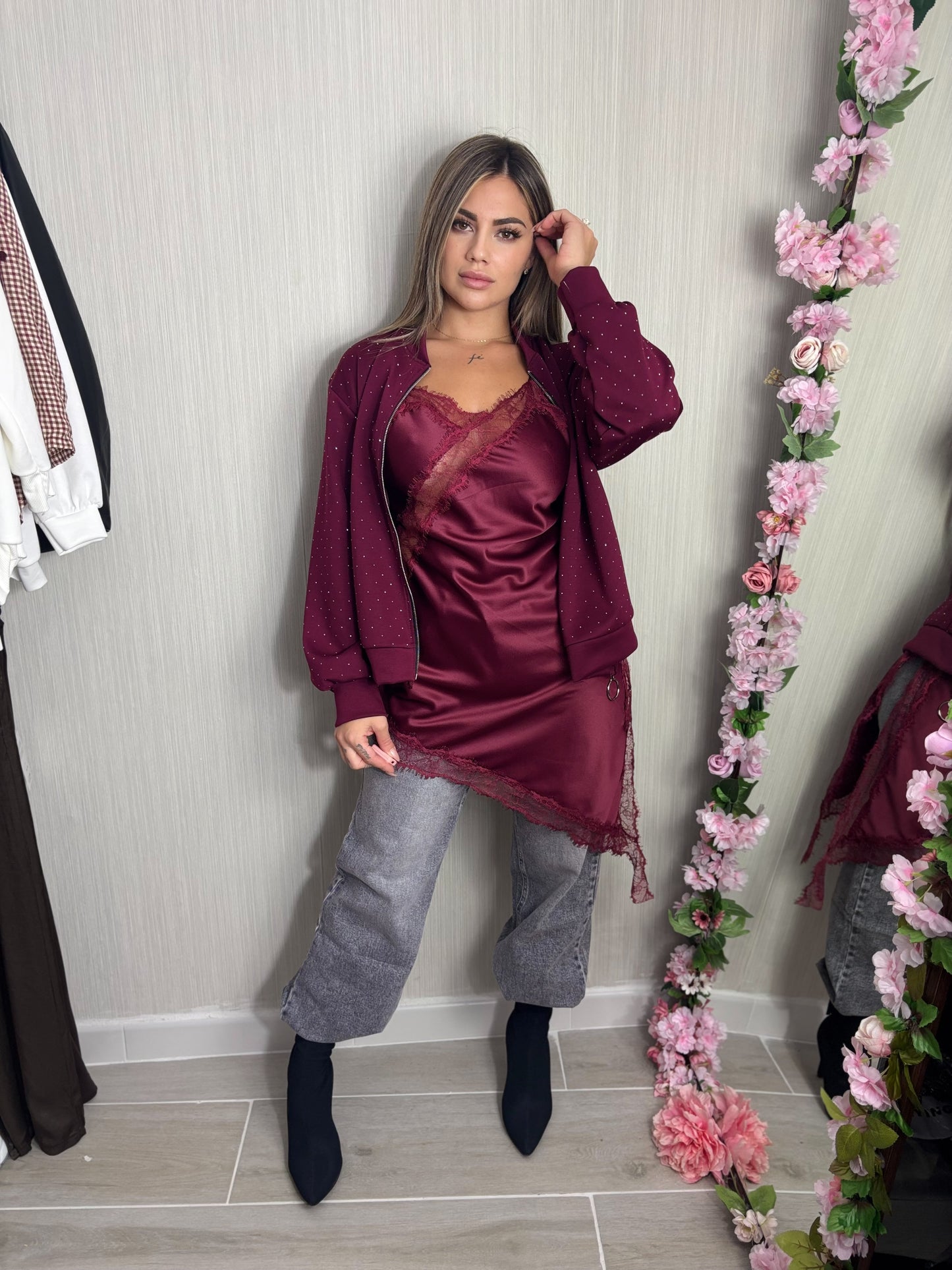 Bomber burdeos  destello