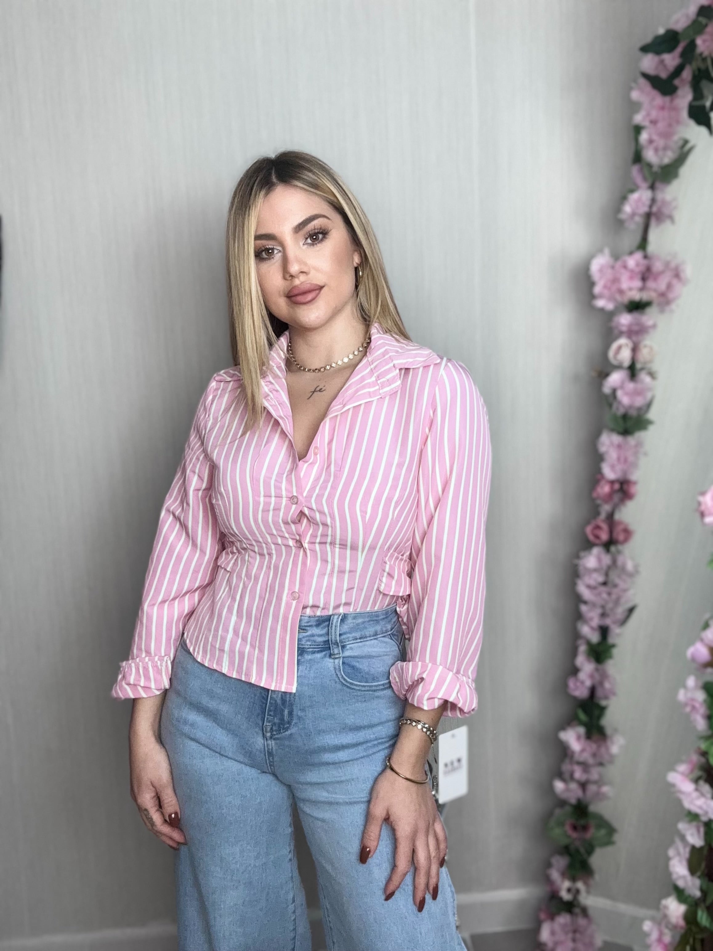 Camisa rayas pink