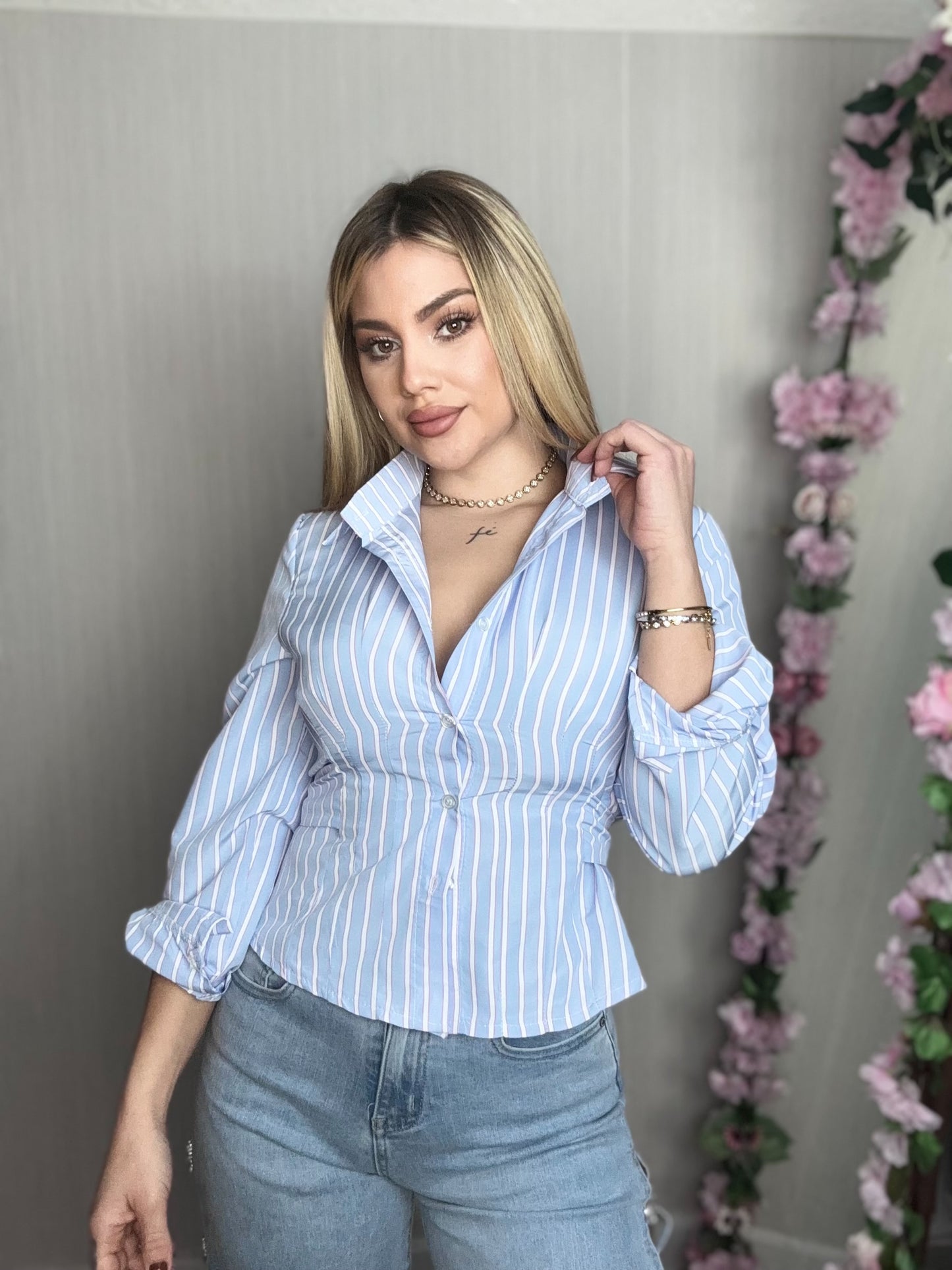 Camisa rayas celeste