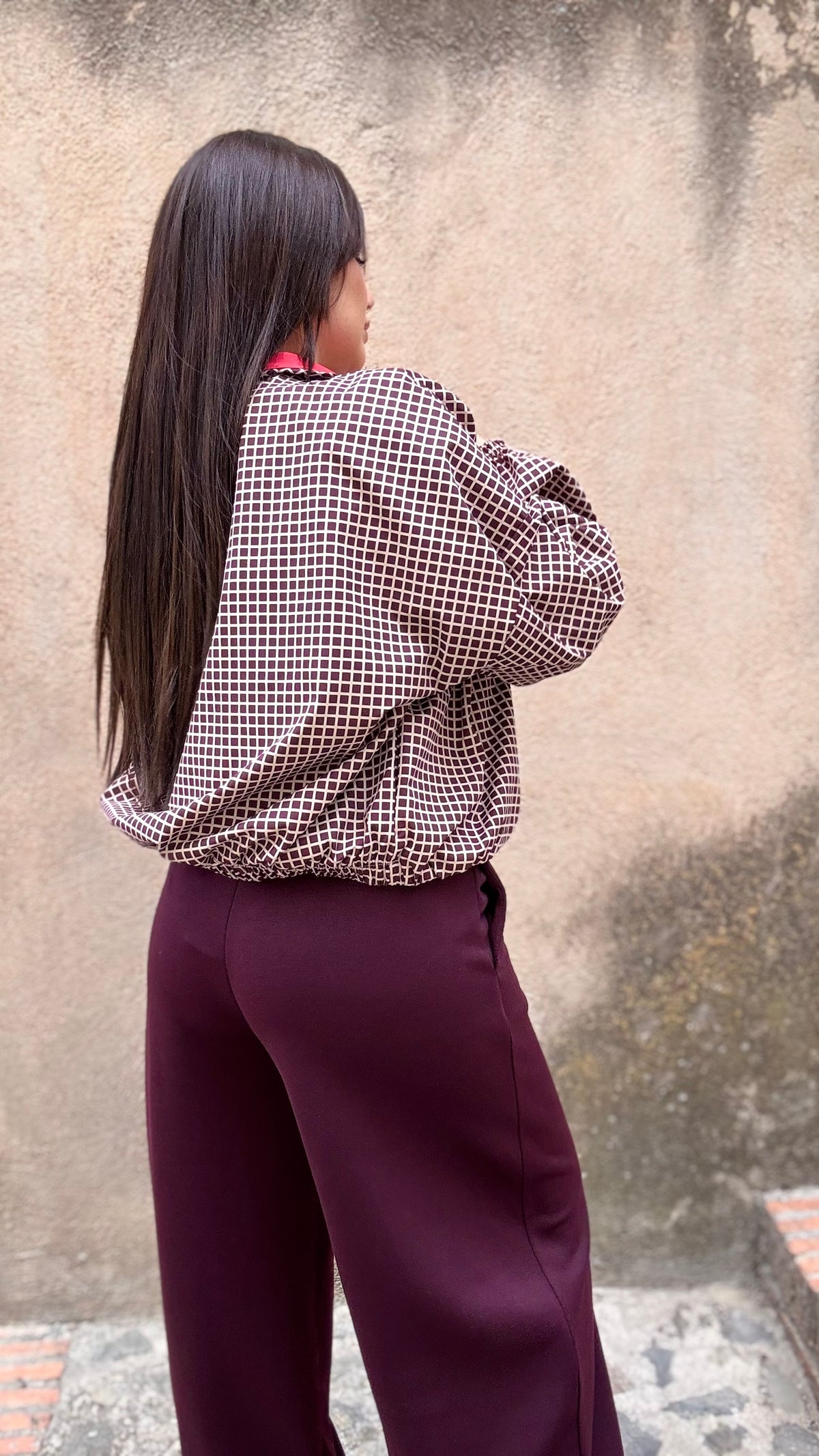 Gabardina Vichy Burdeos
