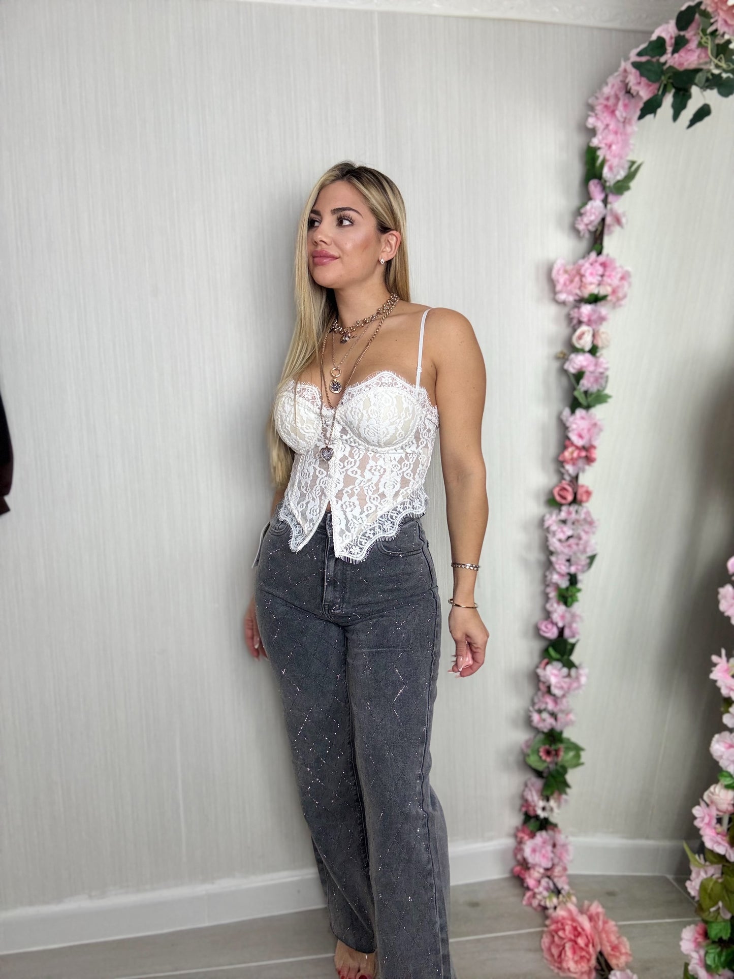 Corset blanco terciopelo