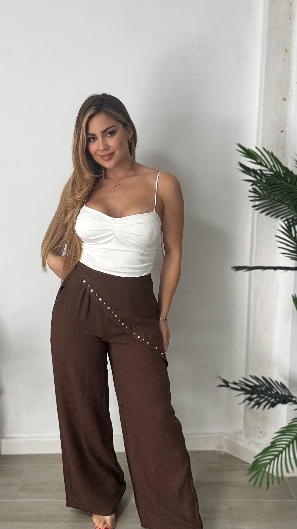 Pantalón strad marrón