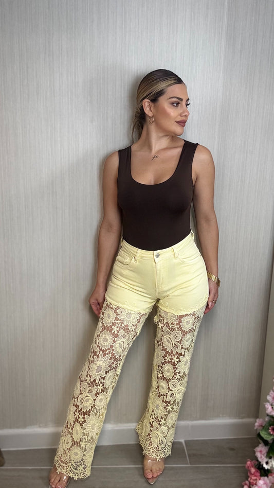Pantalón encaje limón