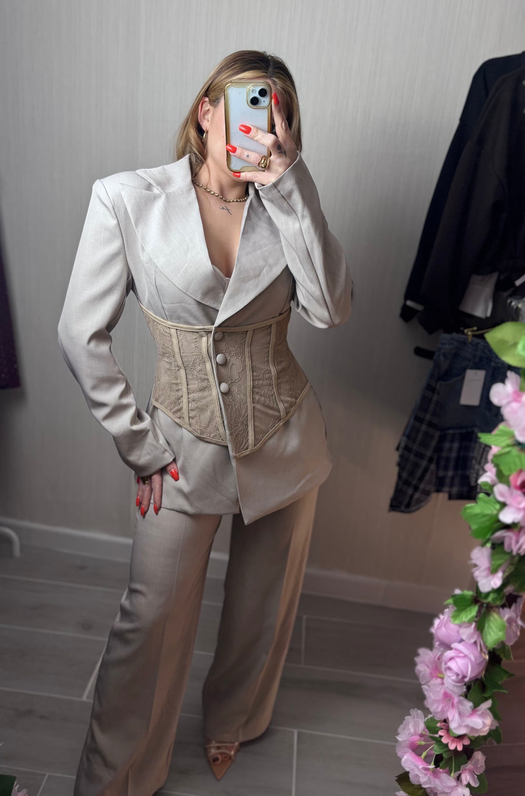 Conjunto Corsé taupe