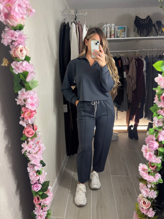 Conjunto polo gris plomo