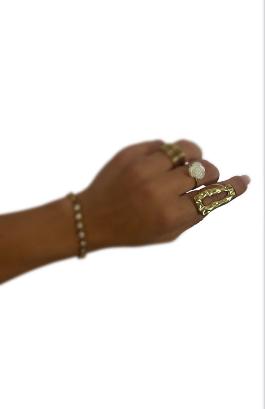 Anillo Halo rectangular