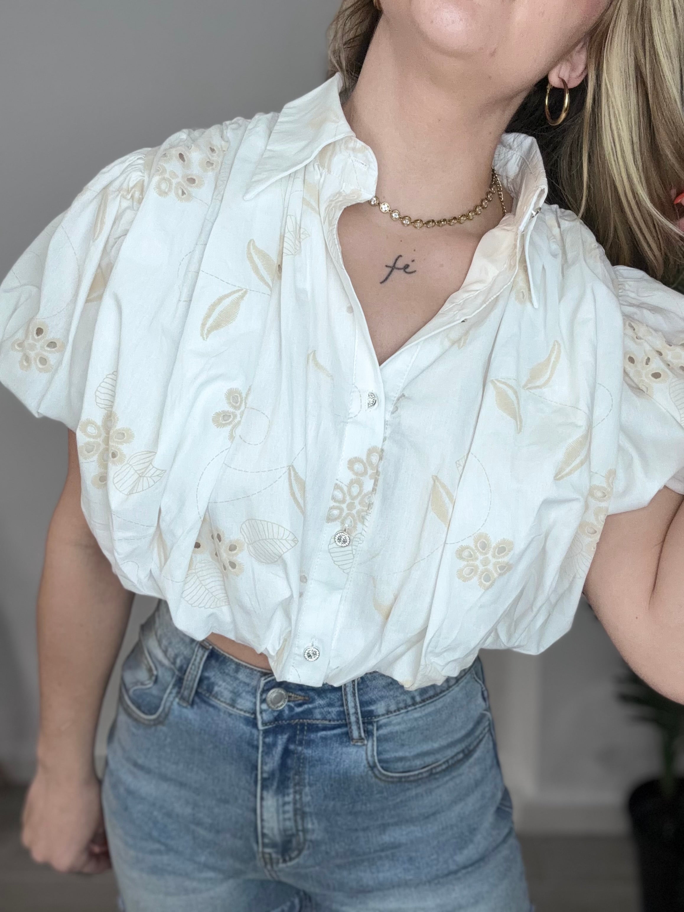 Camisa bordado Beige