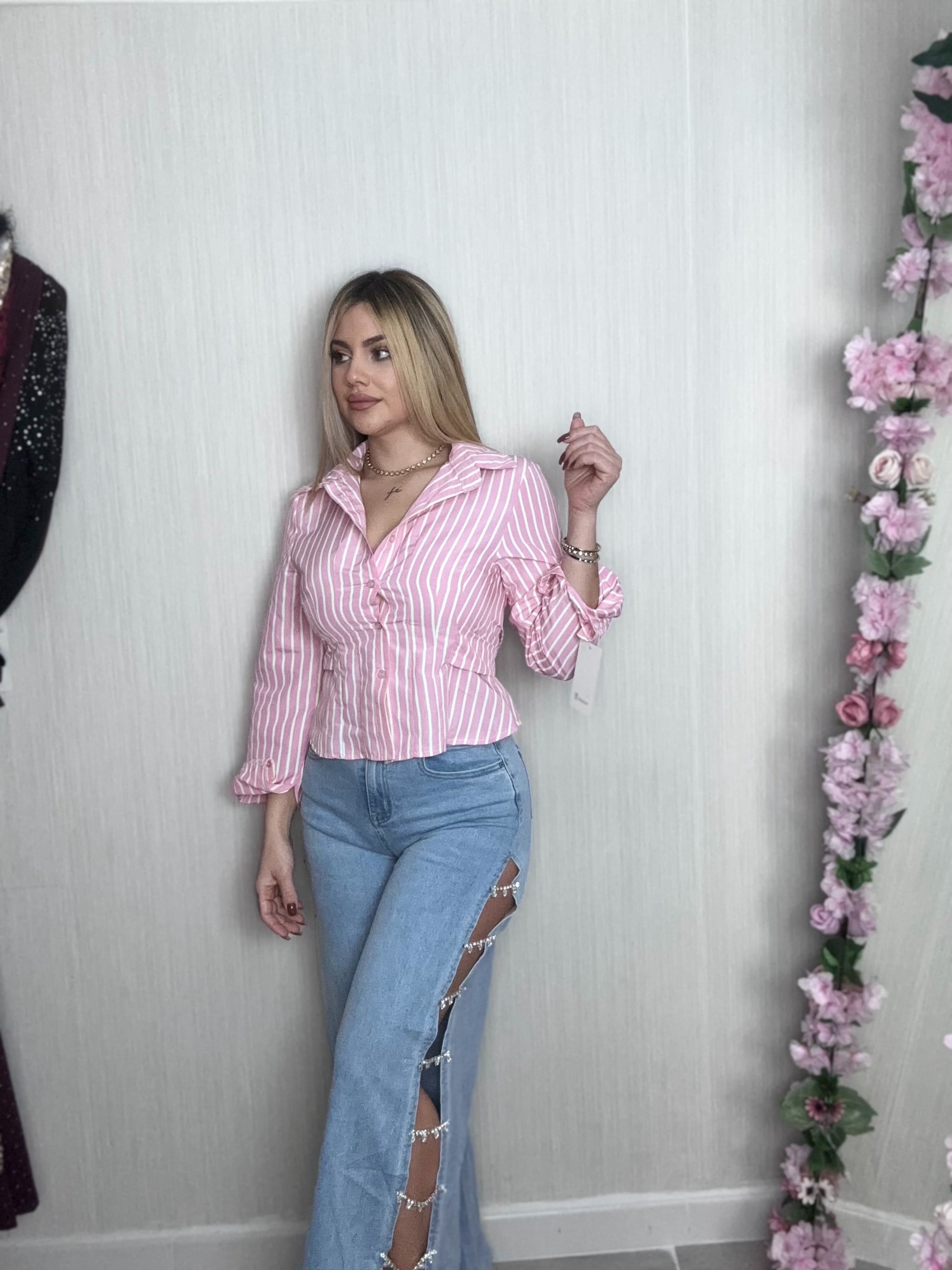 Camisa rayas pink