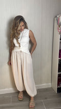 Pantalon vichy beige