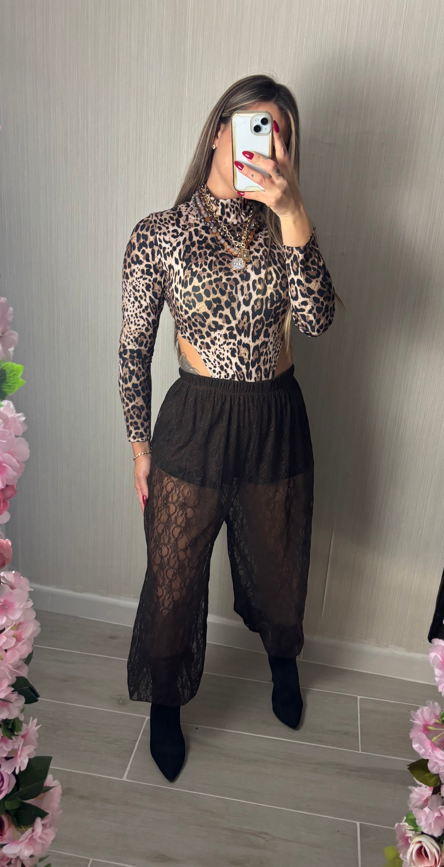 Pantalón encaje chocolate