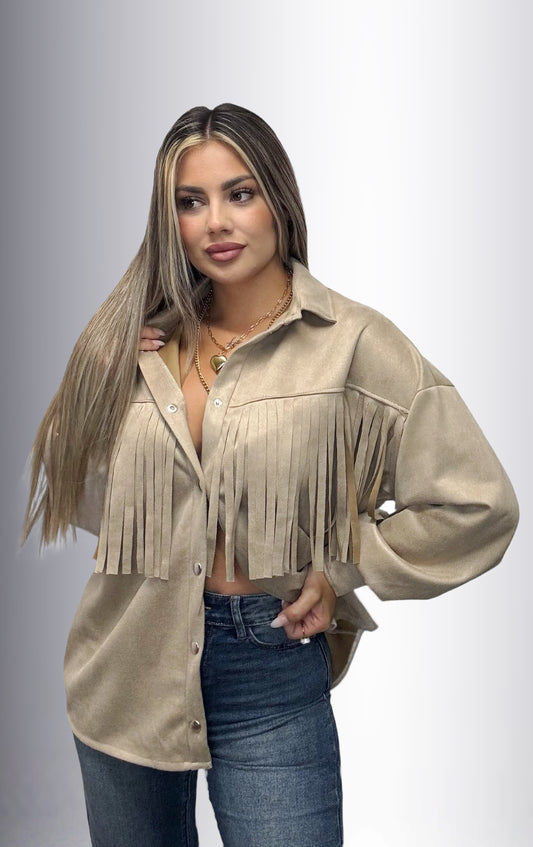Sobrecamisa flecos efecto ante