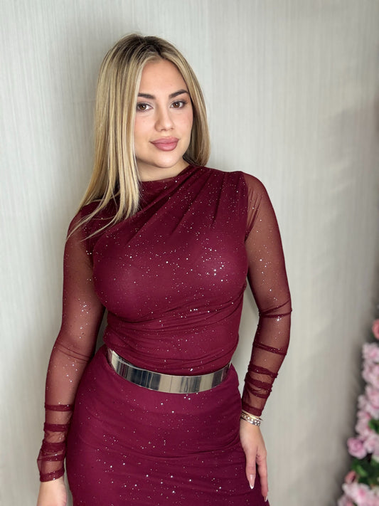 Camiseta destello burdeos