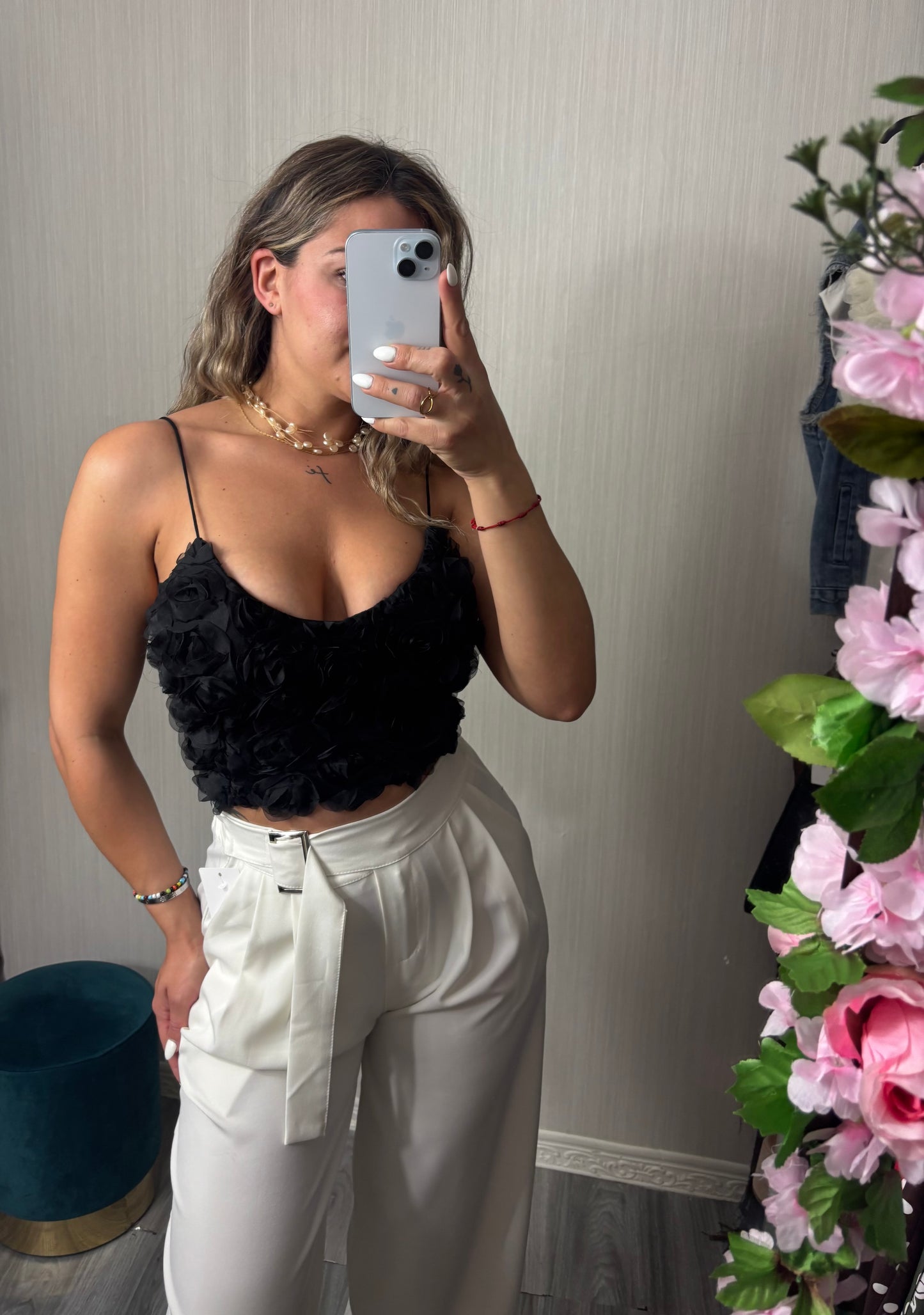 Top flores black