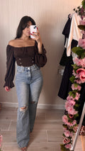 Pantalón wide leg roto