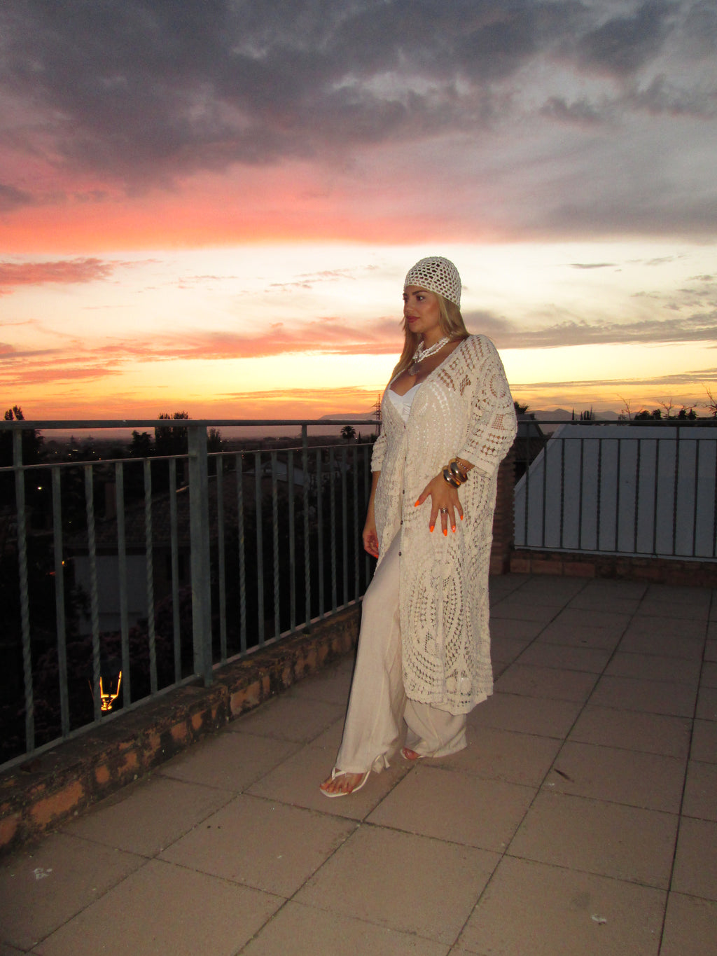 Kimono crochet beige