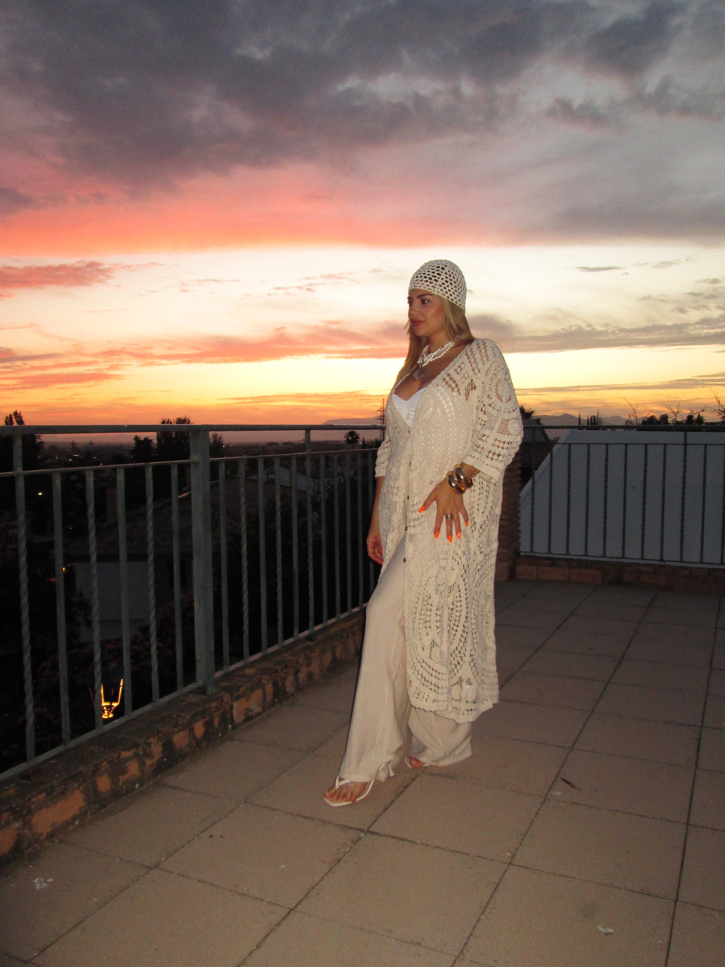 Kimono crochet beige