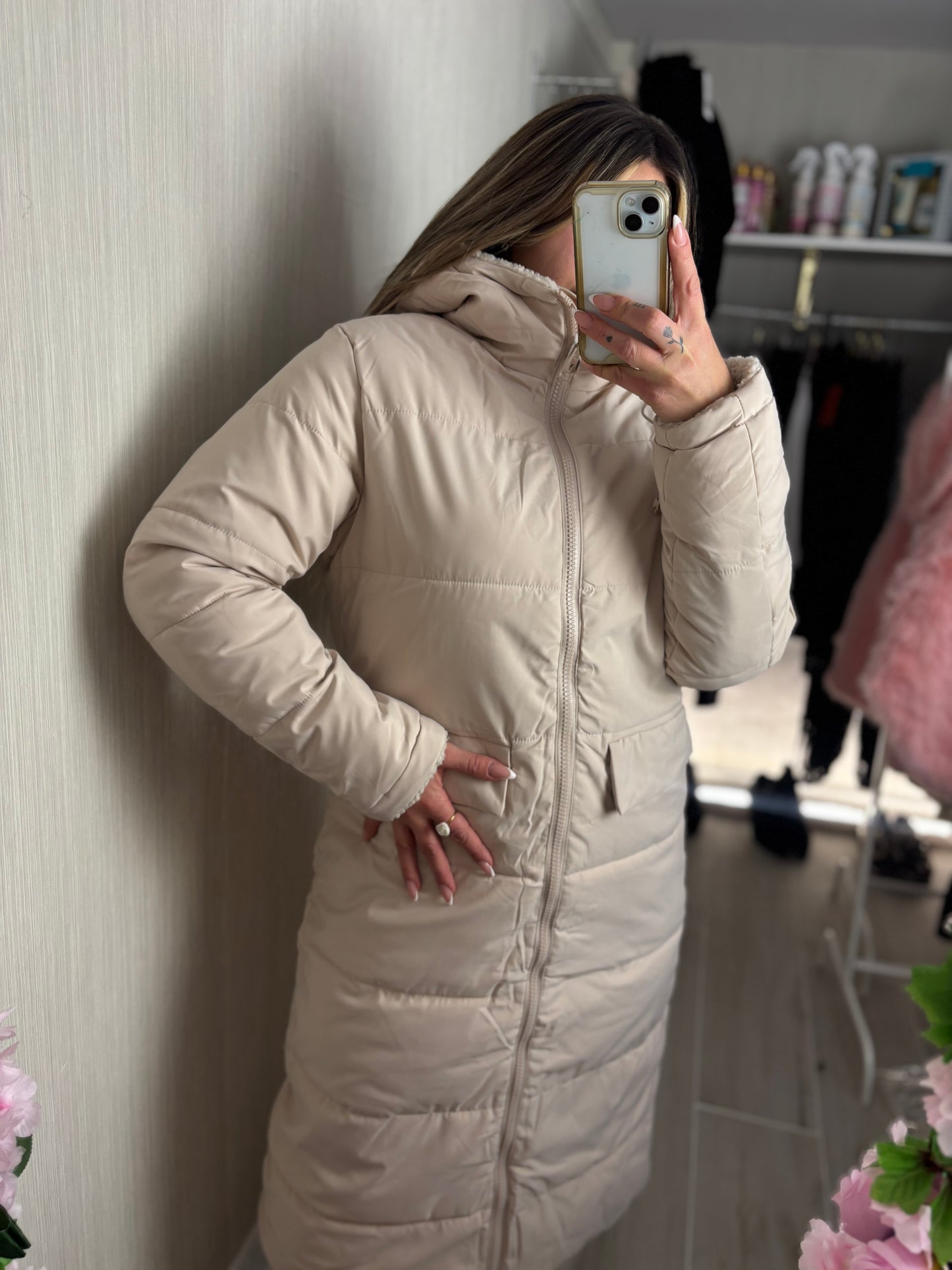 Plumífero reversible beige