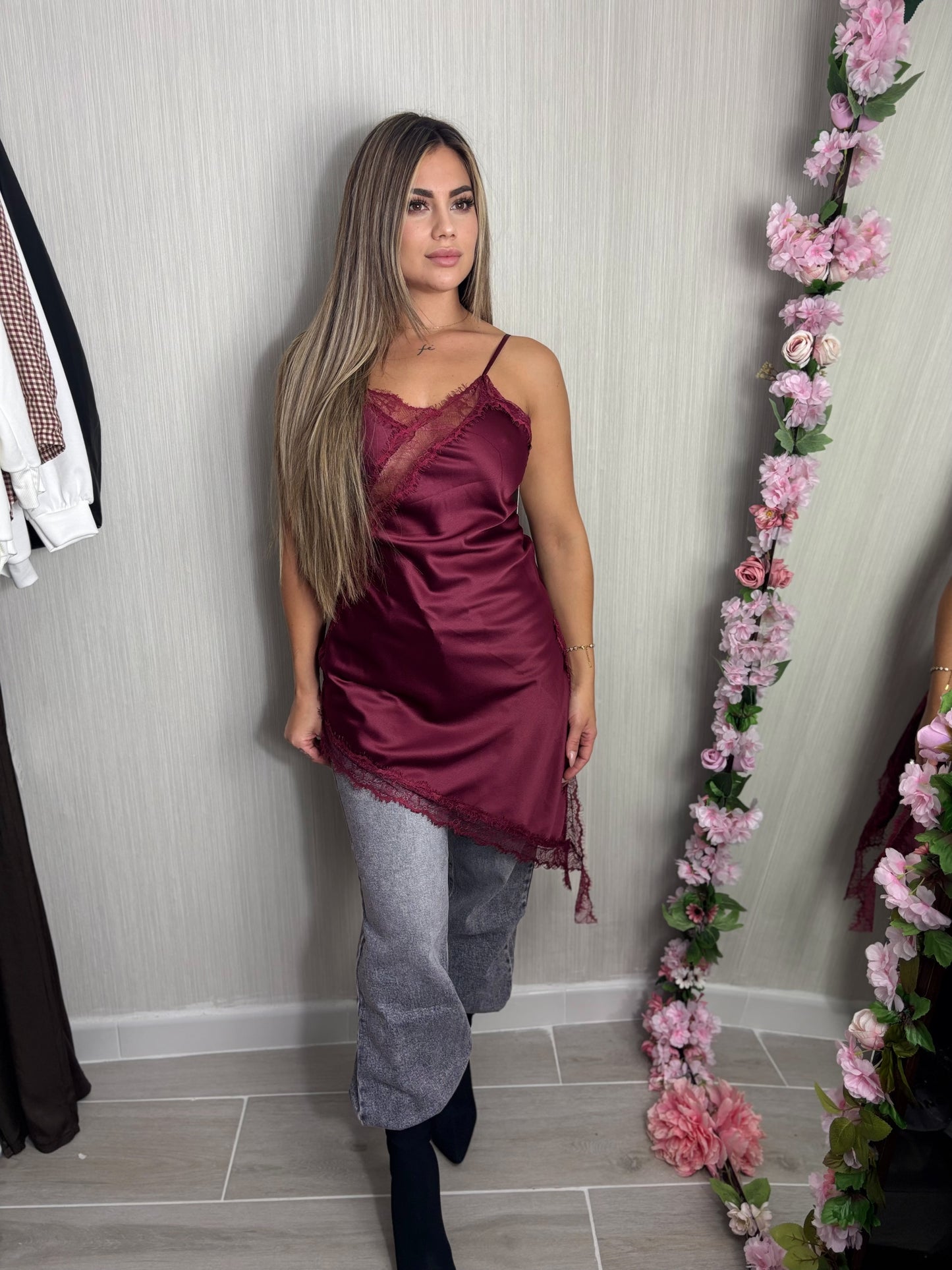 Camisa lencera Burdeos