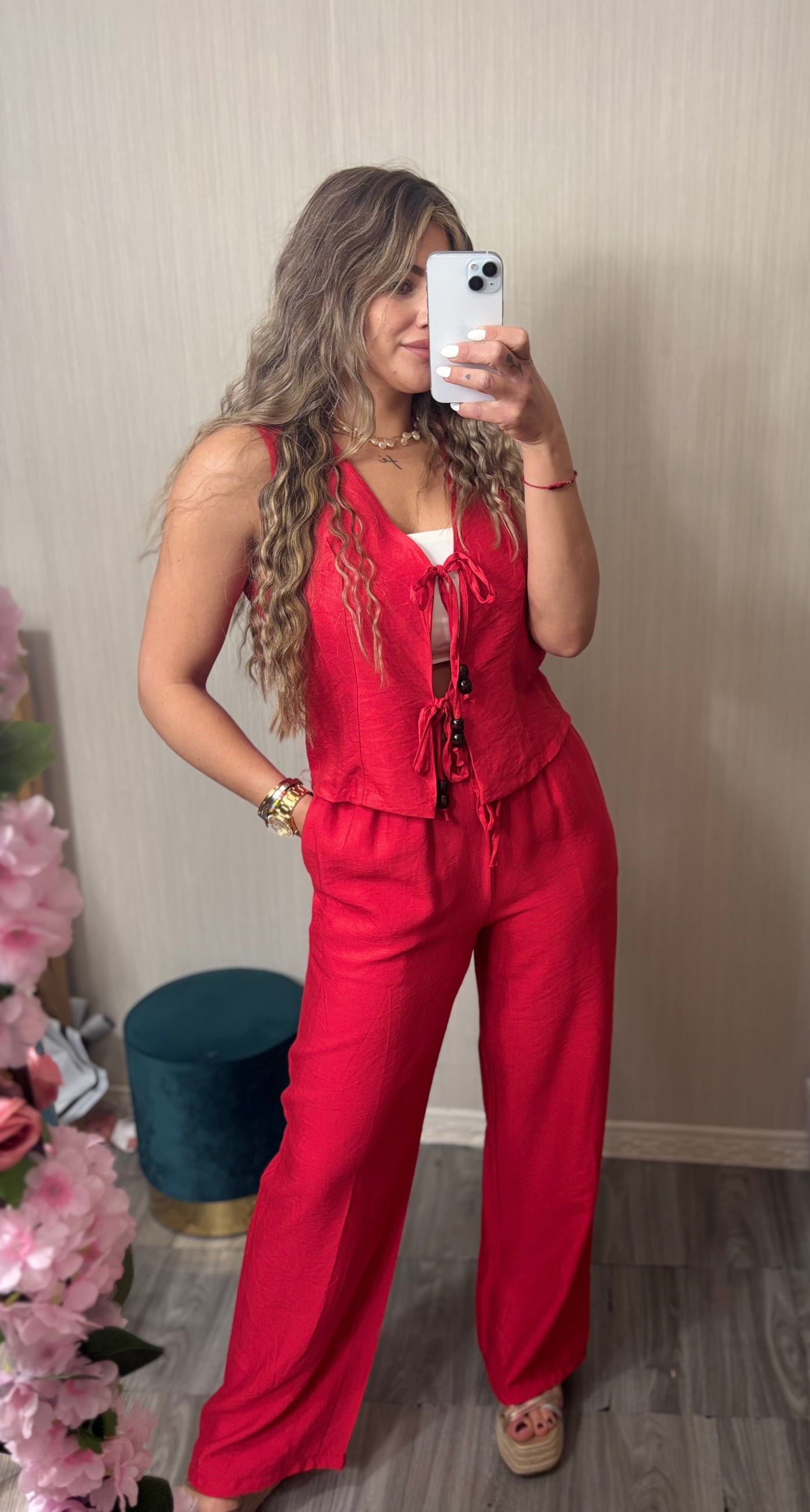 Conjunto chaleco rojo