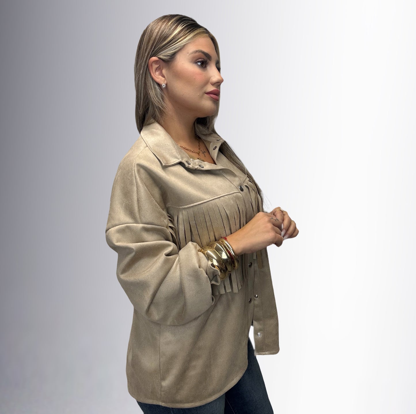 Sobrecamisa flecos efecto ante