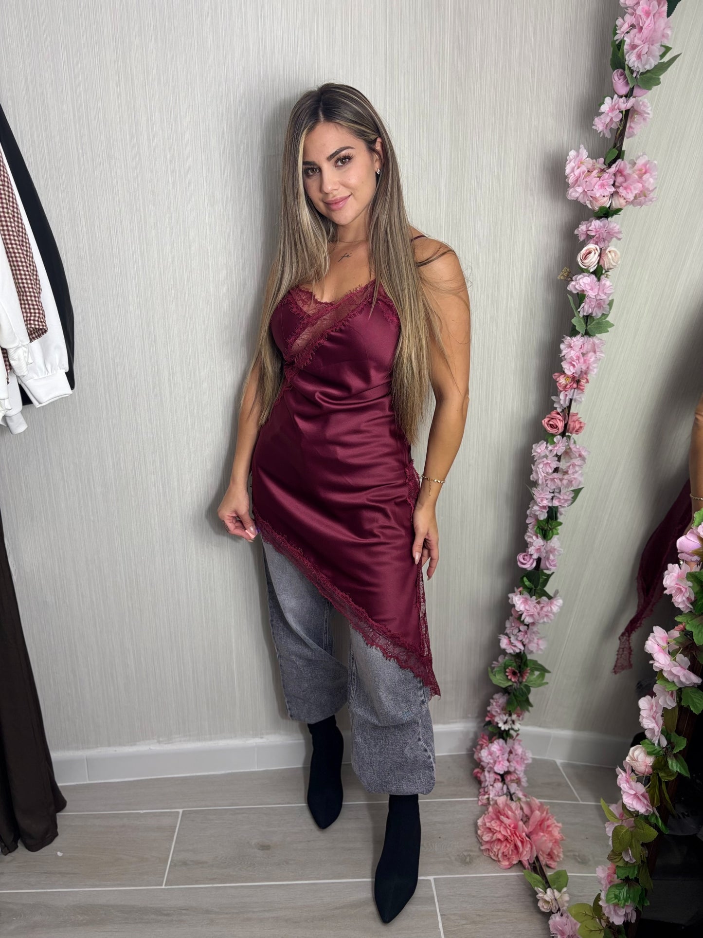 Camisa lencera Burdeos