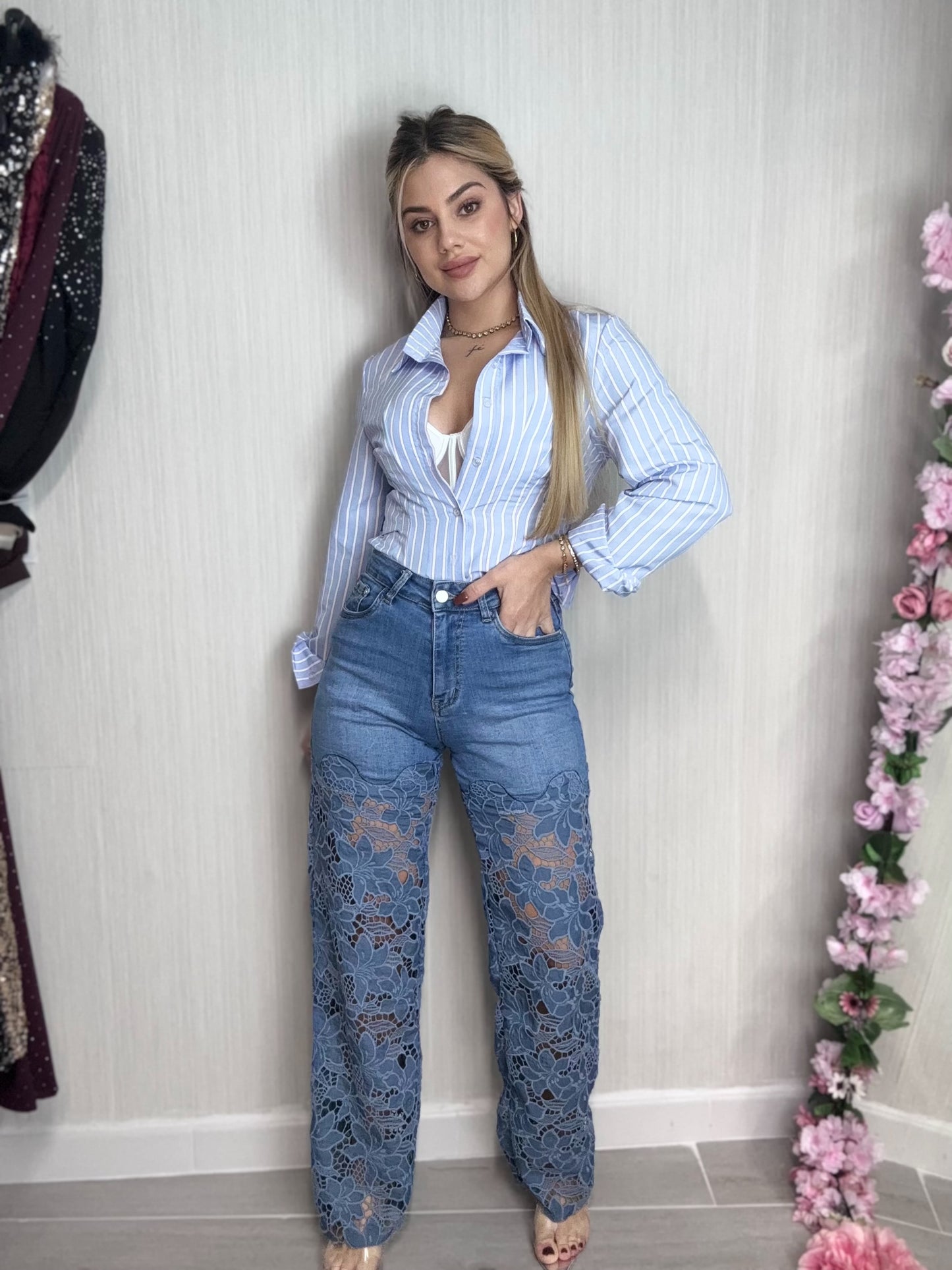 Pantalón encaje dark blue