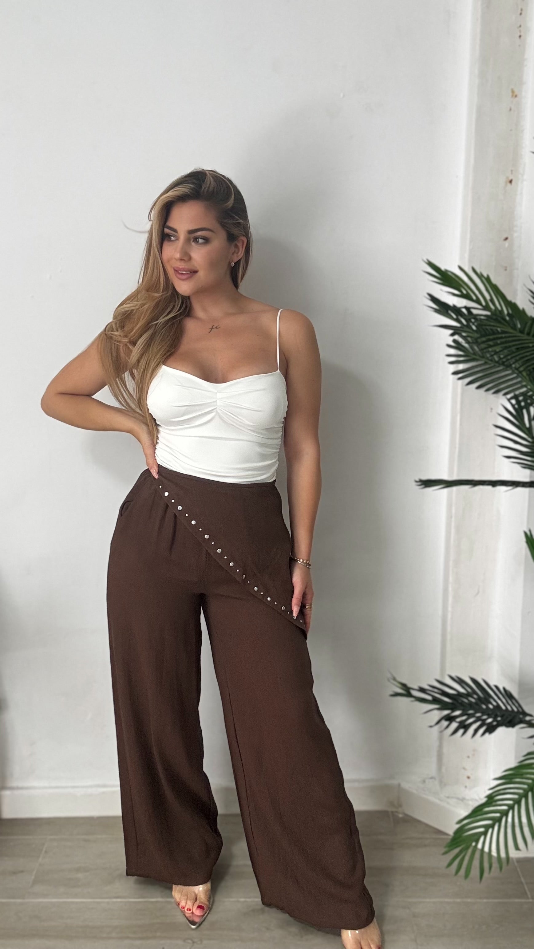 Pantalón strad marrón