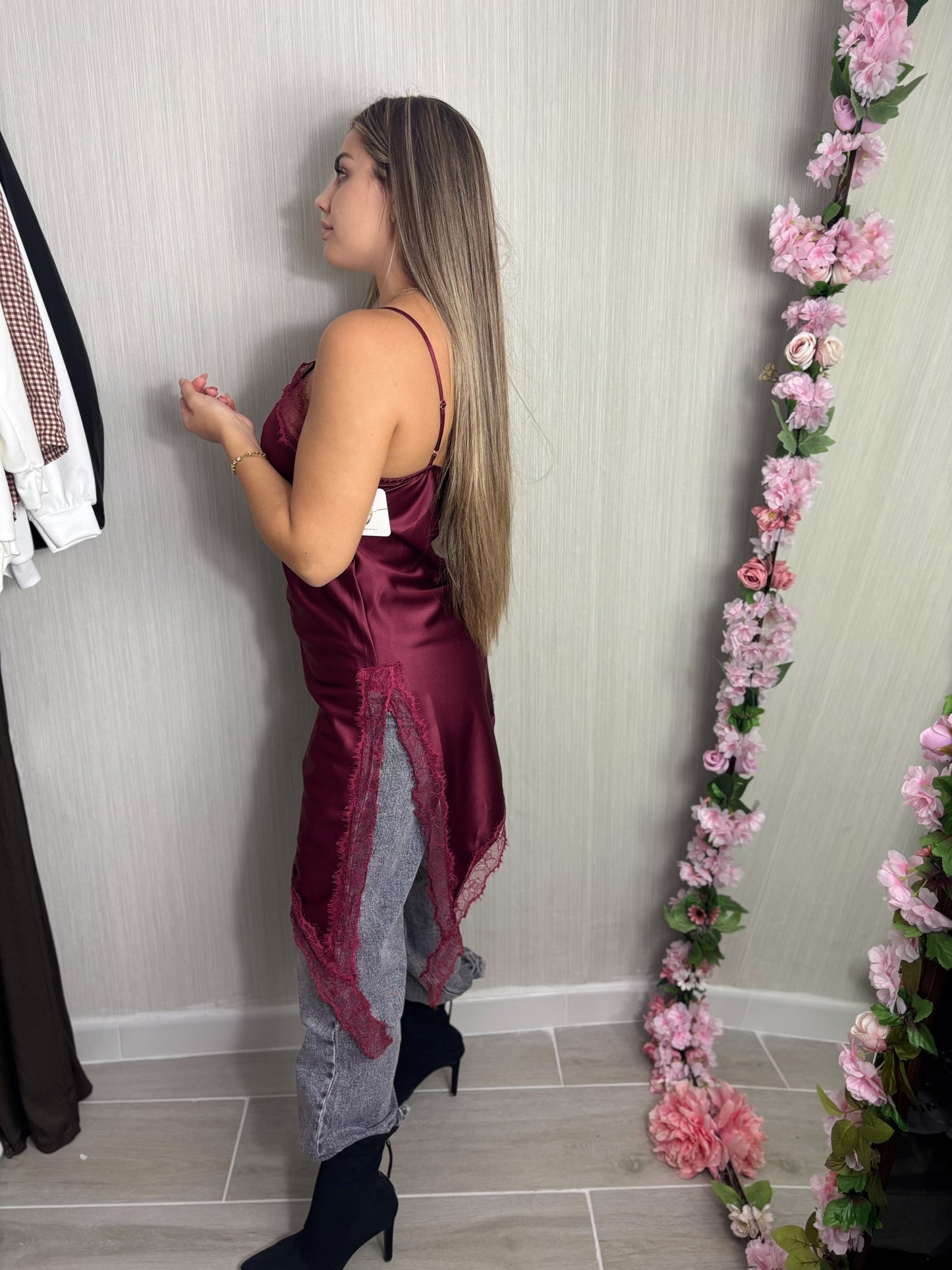 Camisa lencera Burdeos