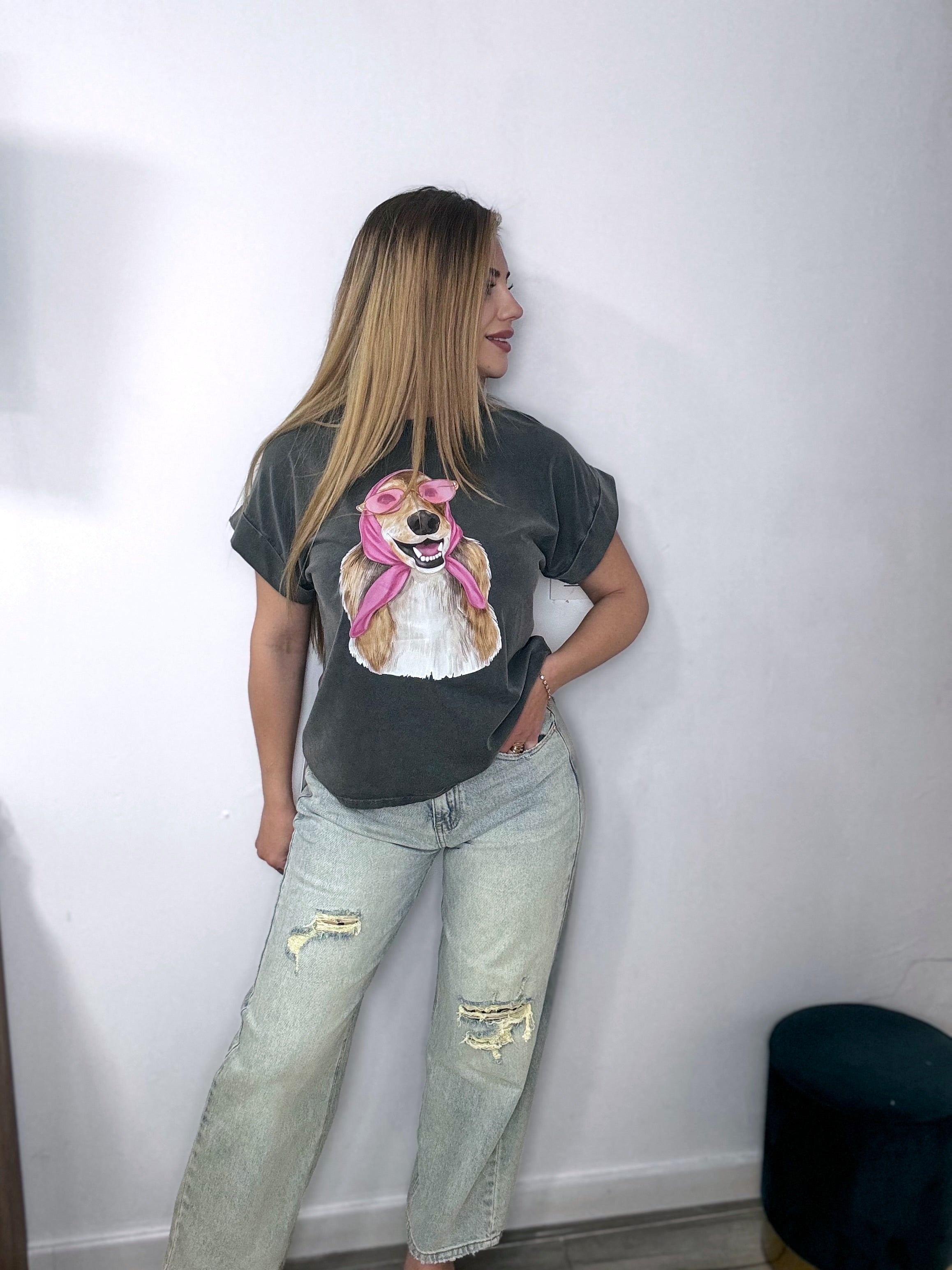 Camiseta dog rosa