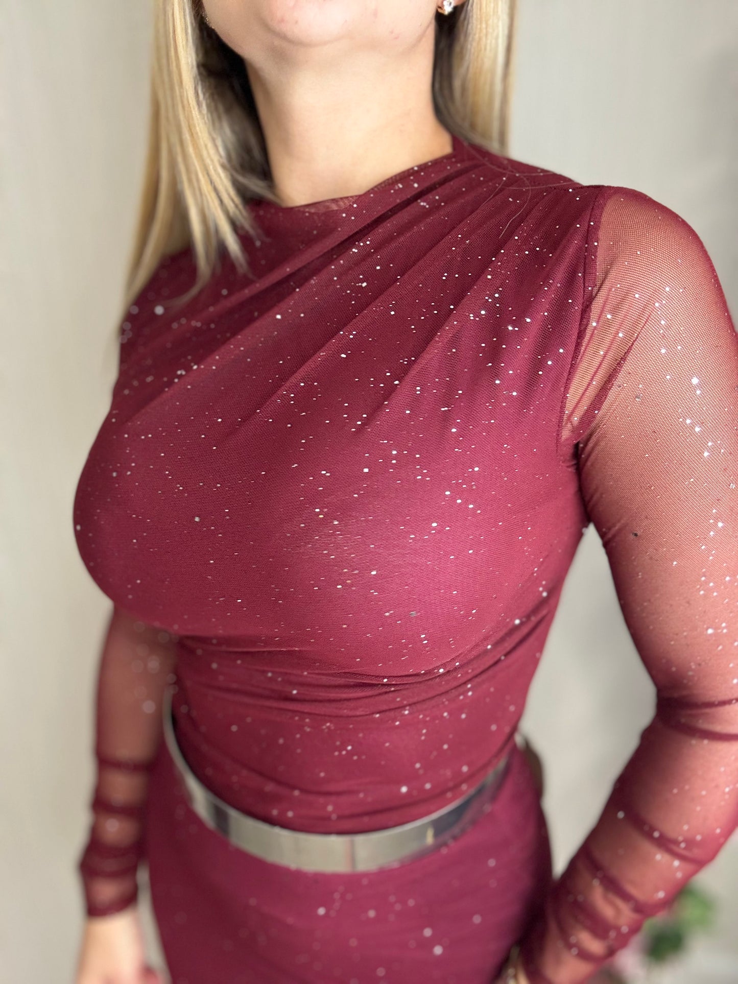 Camiseta destello burdeos