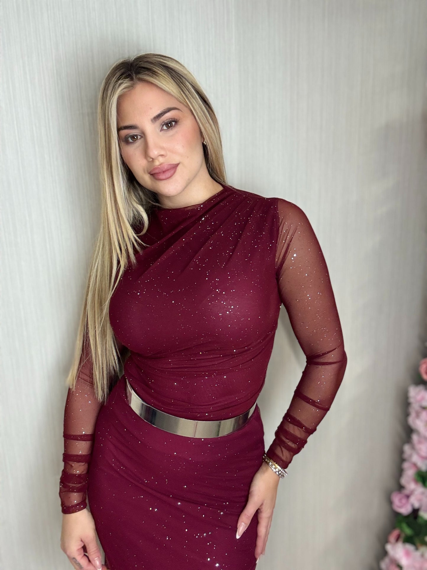 Camiseta destello burdeos