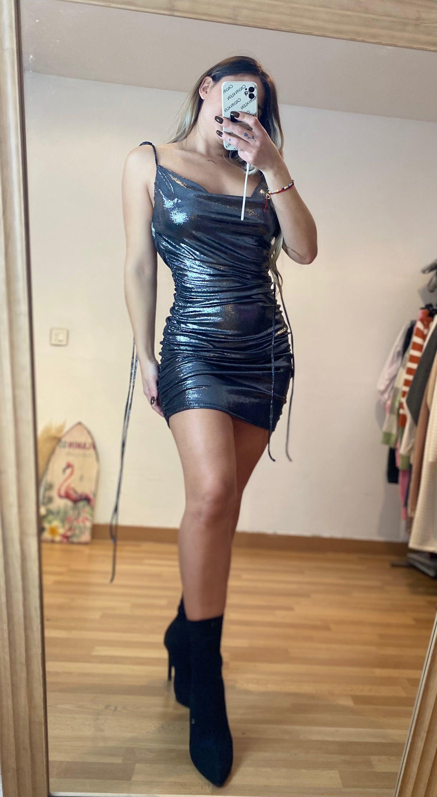 Vestido Plateado Brillo