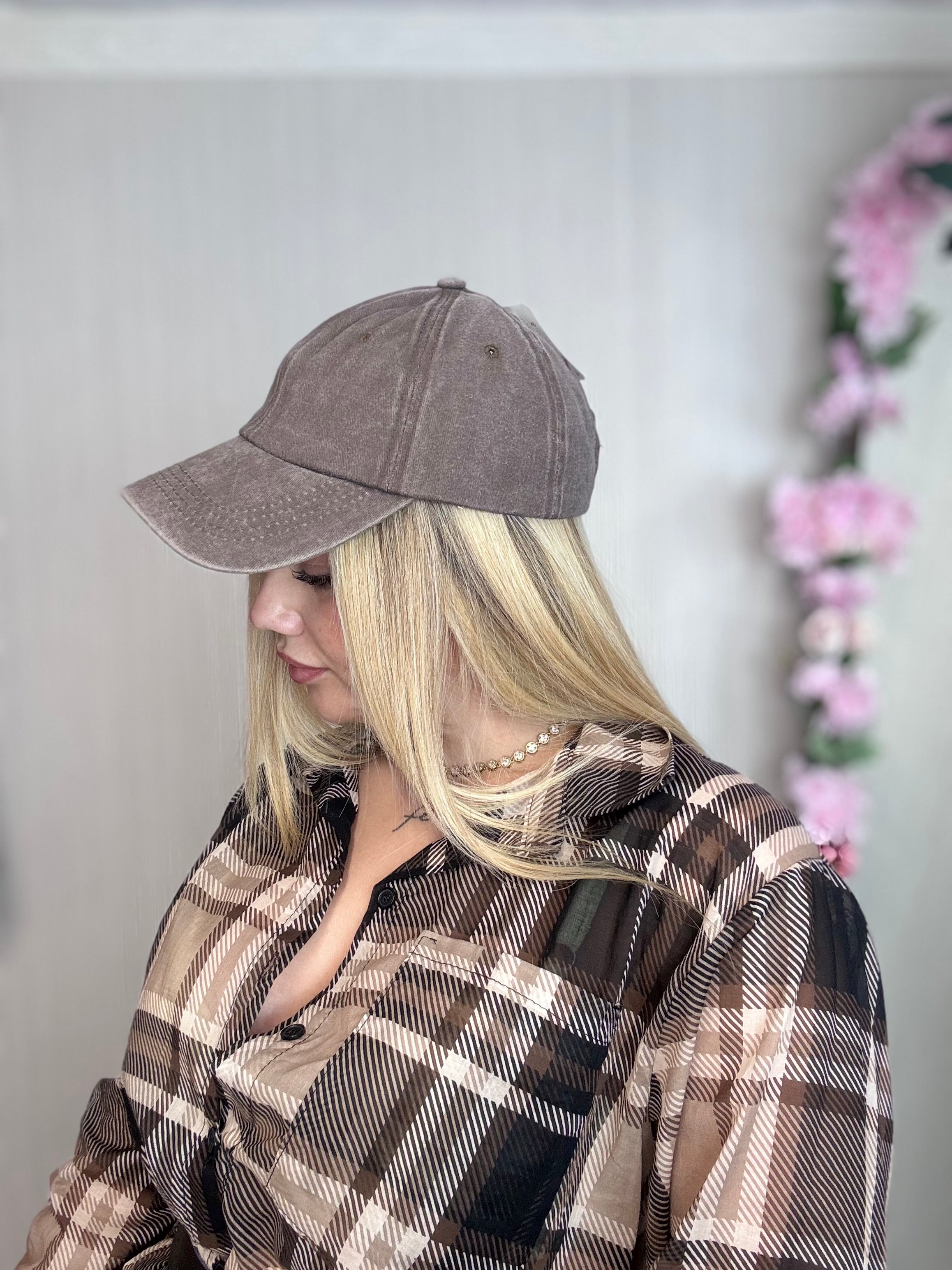 Gorra efecto lavado marrón