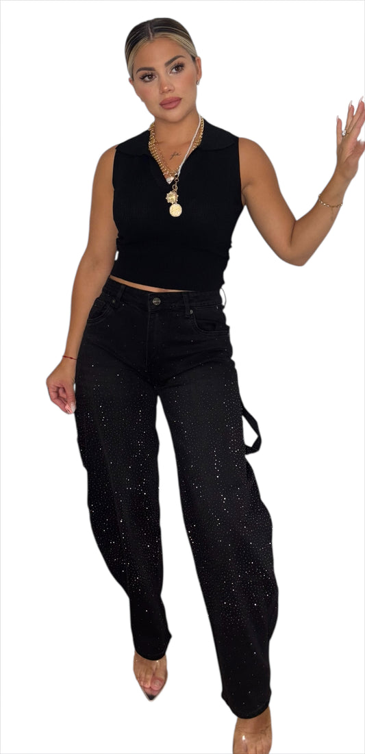 Pantalón vaquero brillo negro