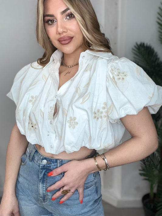 Camisa bordado Beige