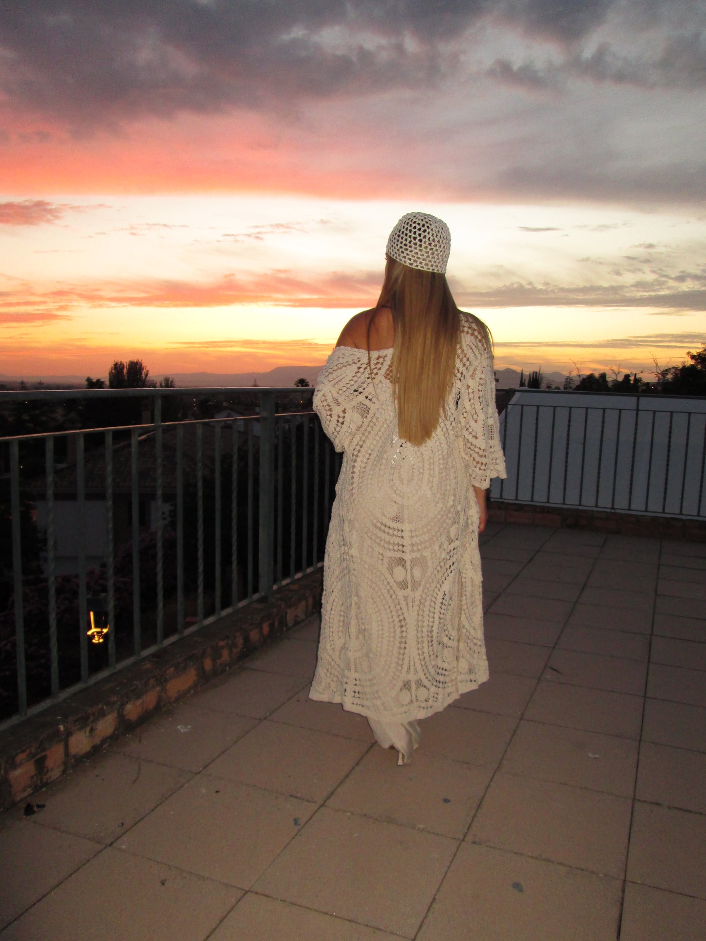 Kimono crochet beige